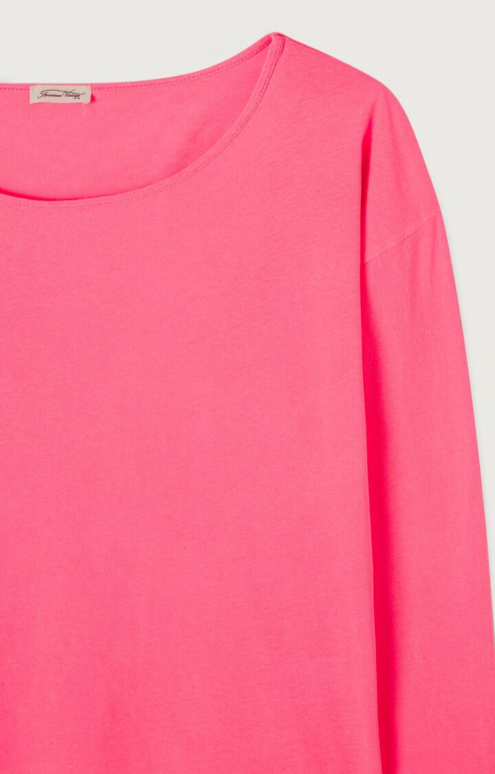 American Vintage T-shirt Femme Aksun - ROSE FLUO 53 Manches Longues Rose - H22B