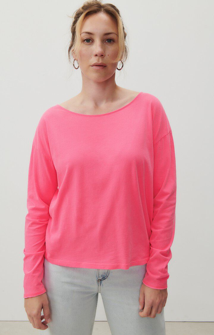 american vintage T-shirt femme Aksun - ROSE FLUO 53 Manches longues Rose - E24