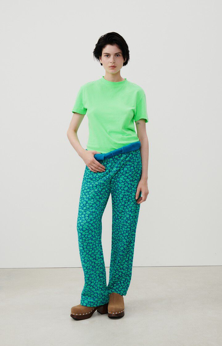 American Vintage T-shirt Femme Aksun - VERT FLUO 17 Manches Courtes Vert - E24