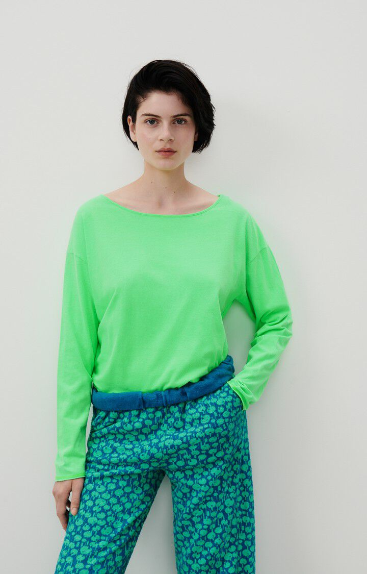 american vintage T-shirt femme Aksun - VERT FLUO 53 Manches longues Vert - E24