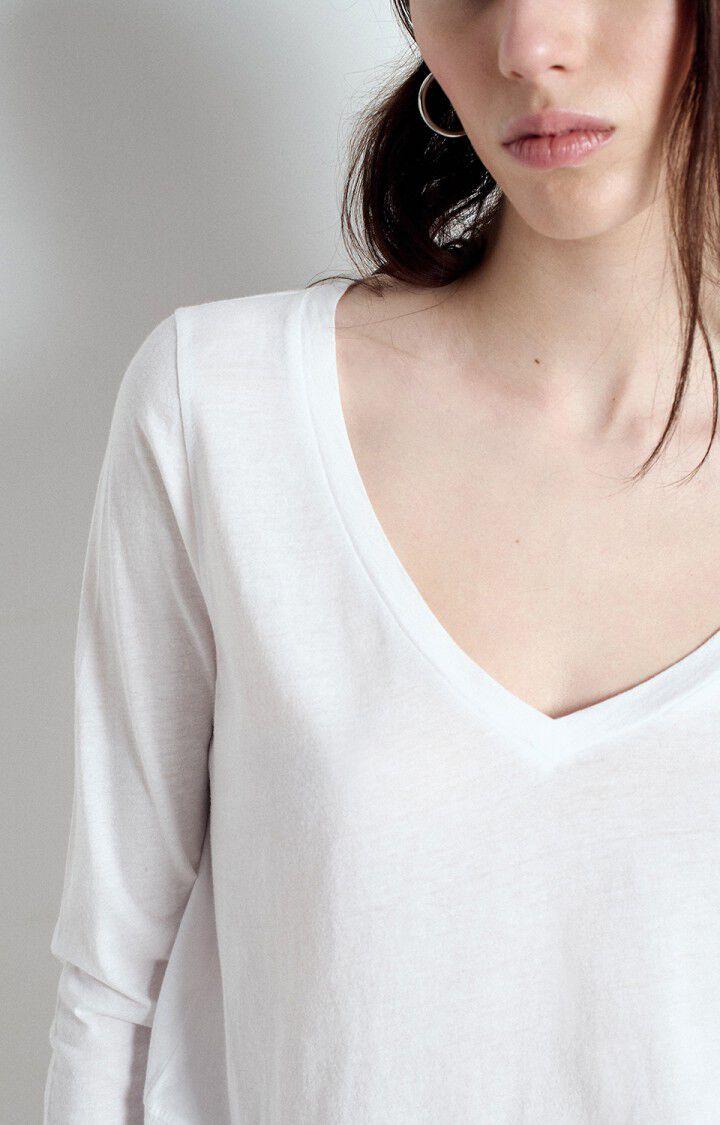American Vintage T-shirt Femme Apoly - BLANC 61 Manches Longues Blanc - E25