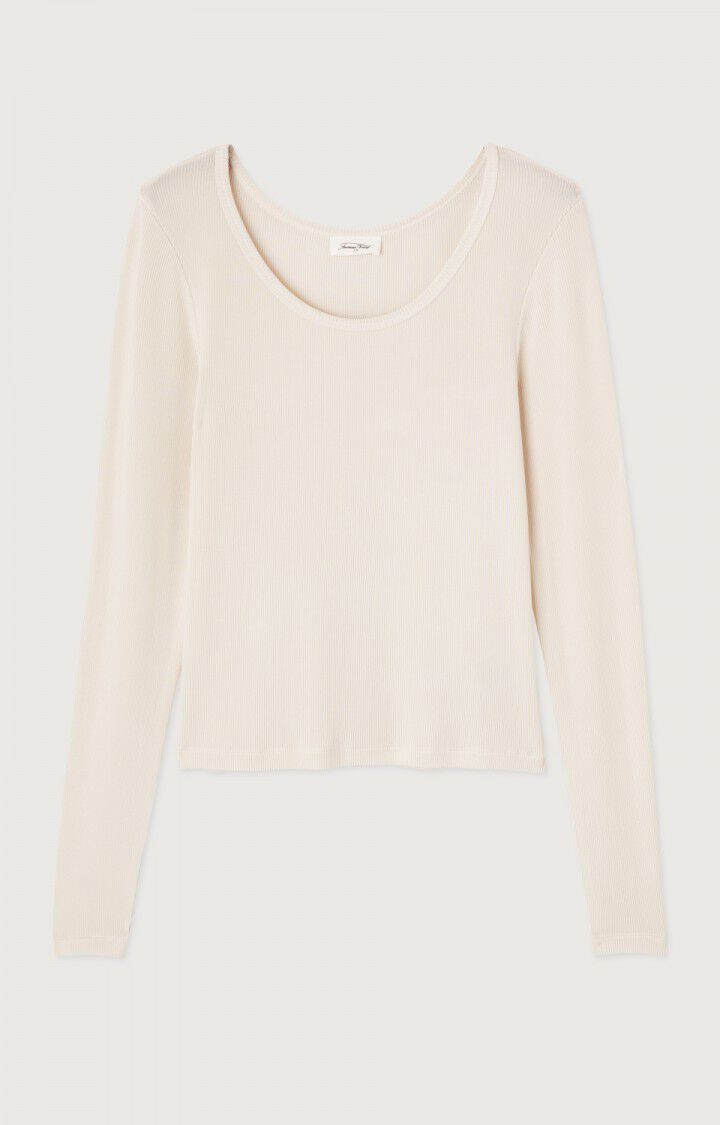 American Vintage T-shirt Femme Azyro - CREME 61 Manches Longues Beige - H24