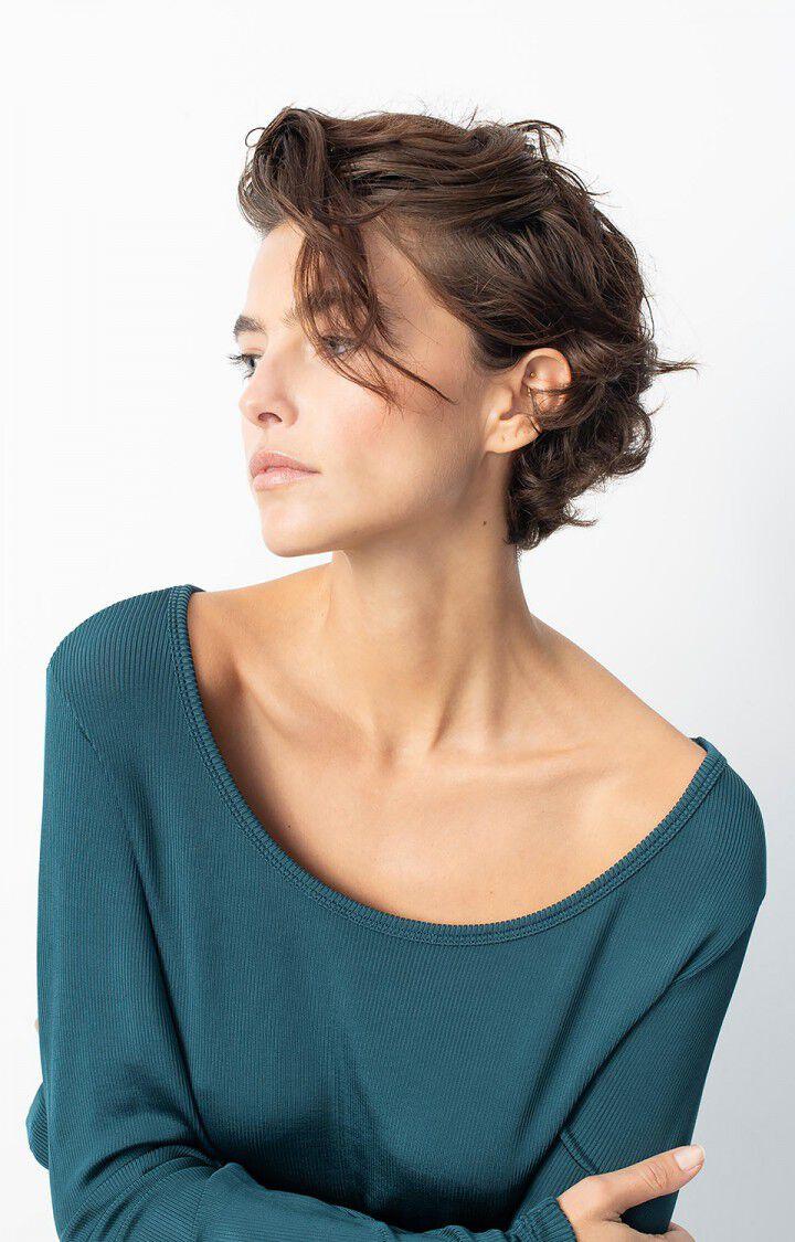 American Vintage T-shirt Femme Azyro - PETROLE 61 Manches Longues Bleu - H24