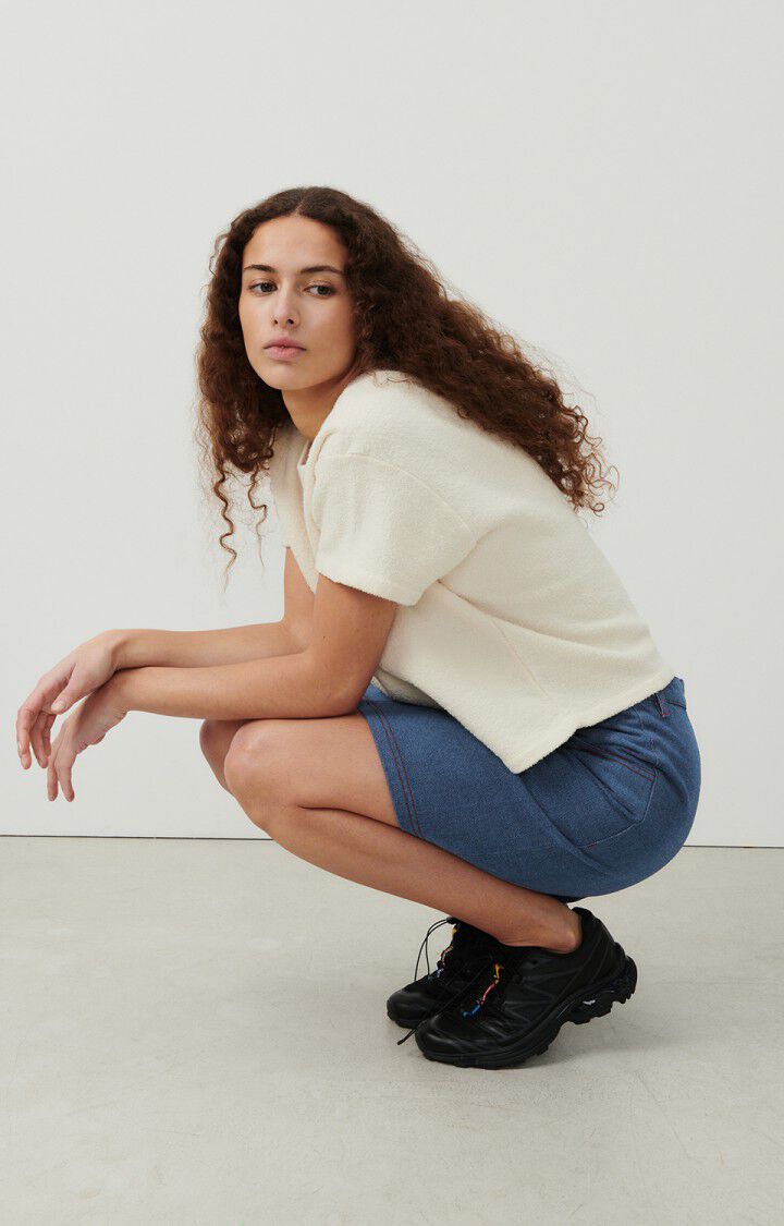 American Vintage T-shirt Femme Bobypark - ECRU 13 Manches Courtes Beige - E25