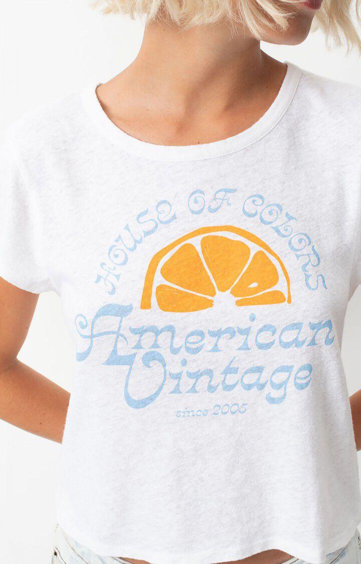 American Vintage T-shirt Femme Byptow - L'ORANGE 13 Manches Courtes Blanc - E24