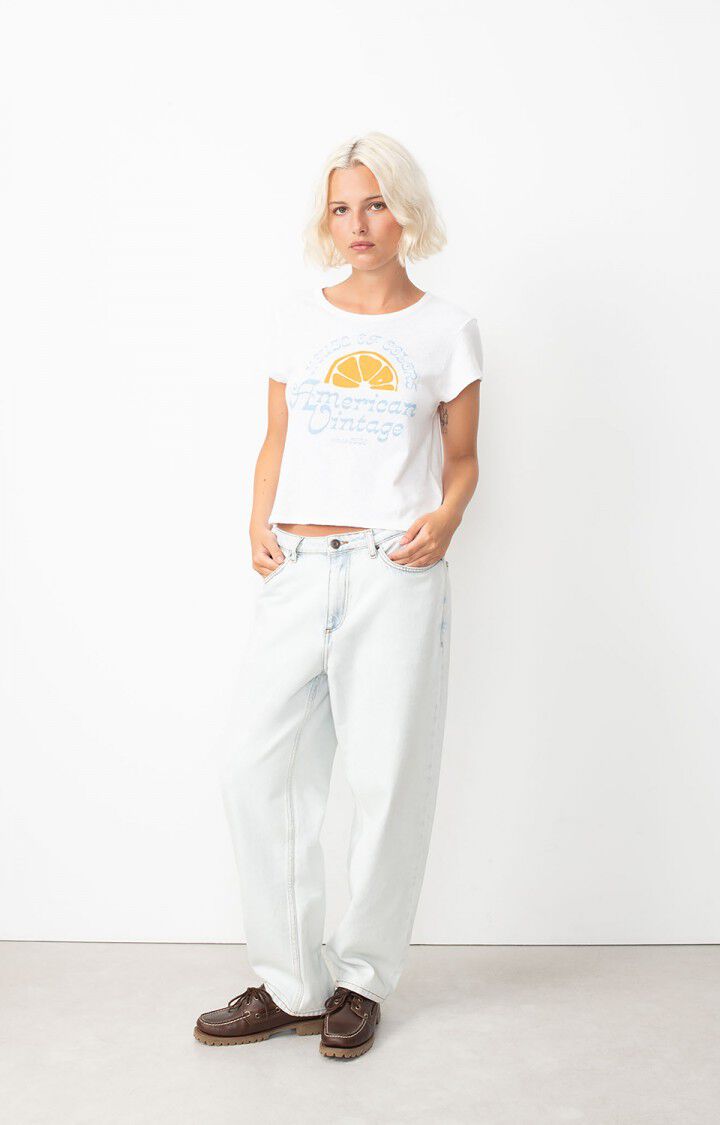 American Vintage T-shirt Femme Byptow - L'ORANGE 13 Manches Courtes Blanc - E24
