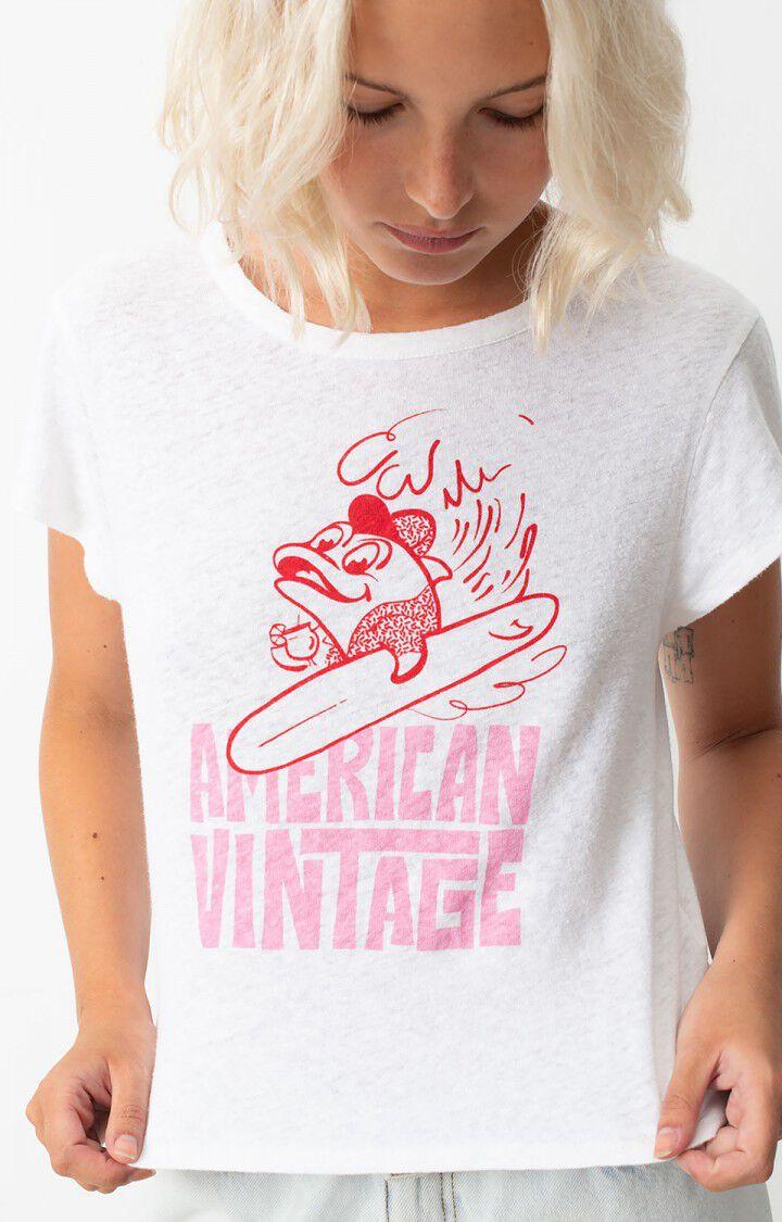 American Vintage T-shirt Femme Byptow - LE DAUPHIN 13 Manches Courtes Blanc - E24