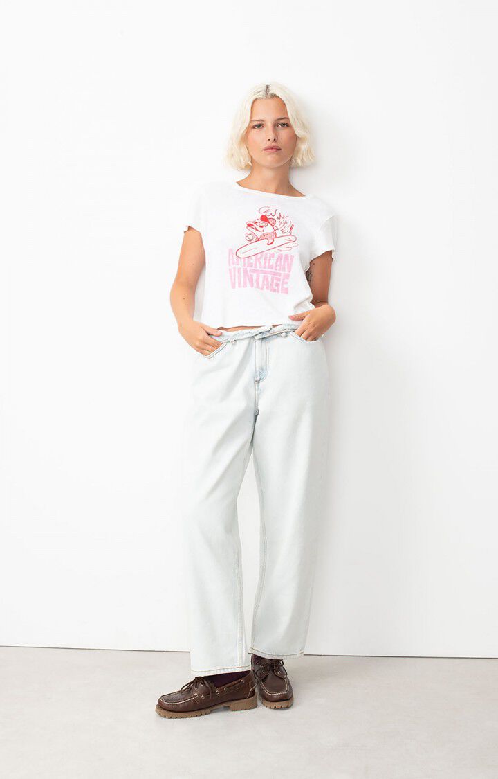 American Vintage T-shirt Femme Byptow - LE DAUPHIN 13 Manches Courtes Blanc - E24