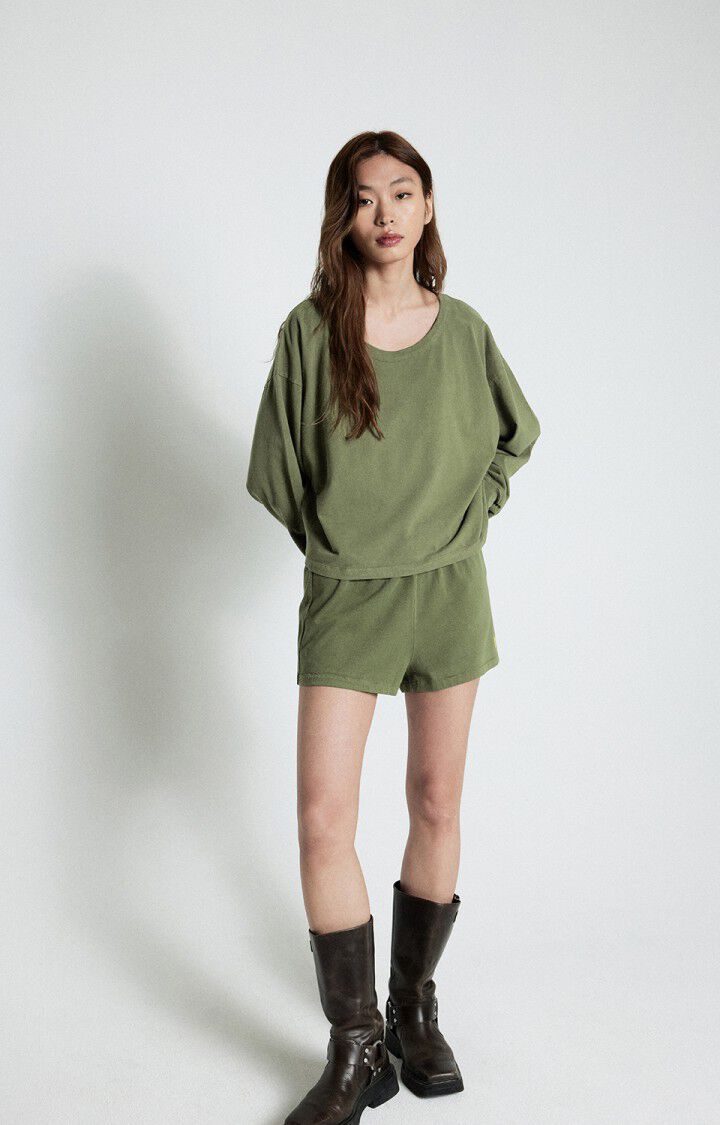 American Vintage T-shirt Femme Fazy - KAKI VINTAGE 51 Manches Longues Vert - E25