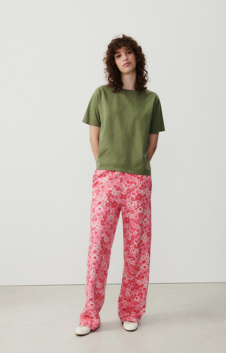 American Vintage T-shirt Femme Fizvalley - ARMY VINTAGE 19 Manches Courtes Vert - E24