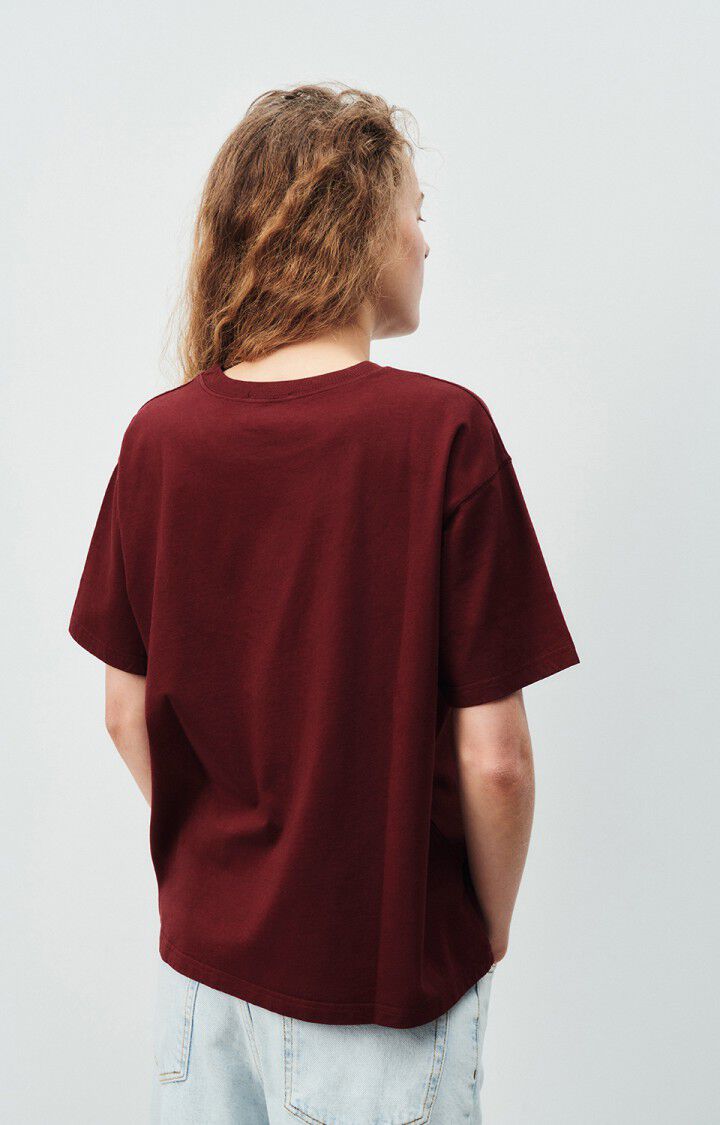 American Vintage T-shirt Femme Fizvalley - BORDEAUX VINTAGE 19 Manches Courtes Rouge - E25