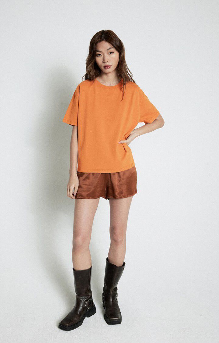 American Vintage T-shirt Femme Fizvalley - BRIQUE VINTAGE 19 Manches Courtes Orange - E25