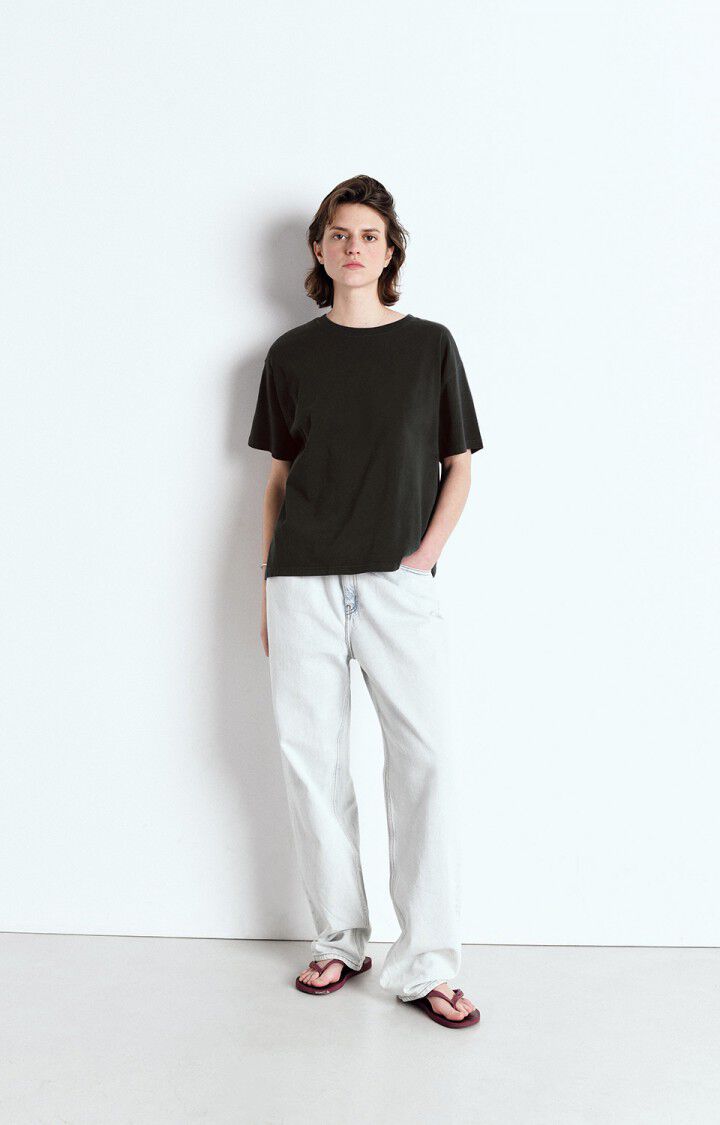 American Vintage T-shirt Femme Fizvalley - CARBONE VINTAGE 19 Manches Courtes Noir - E25