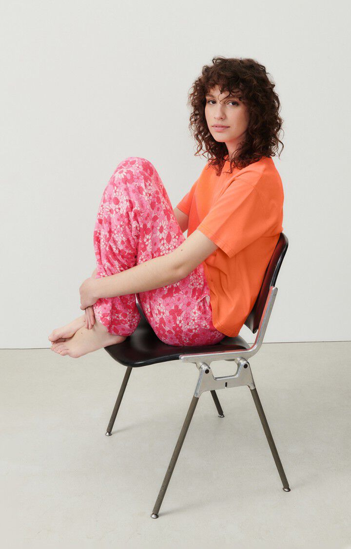 American Vintage T-shirt Femme Fizvalley - FEU FLUO 19 Manches Courtes Orange - E24