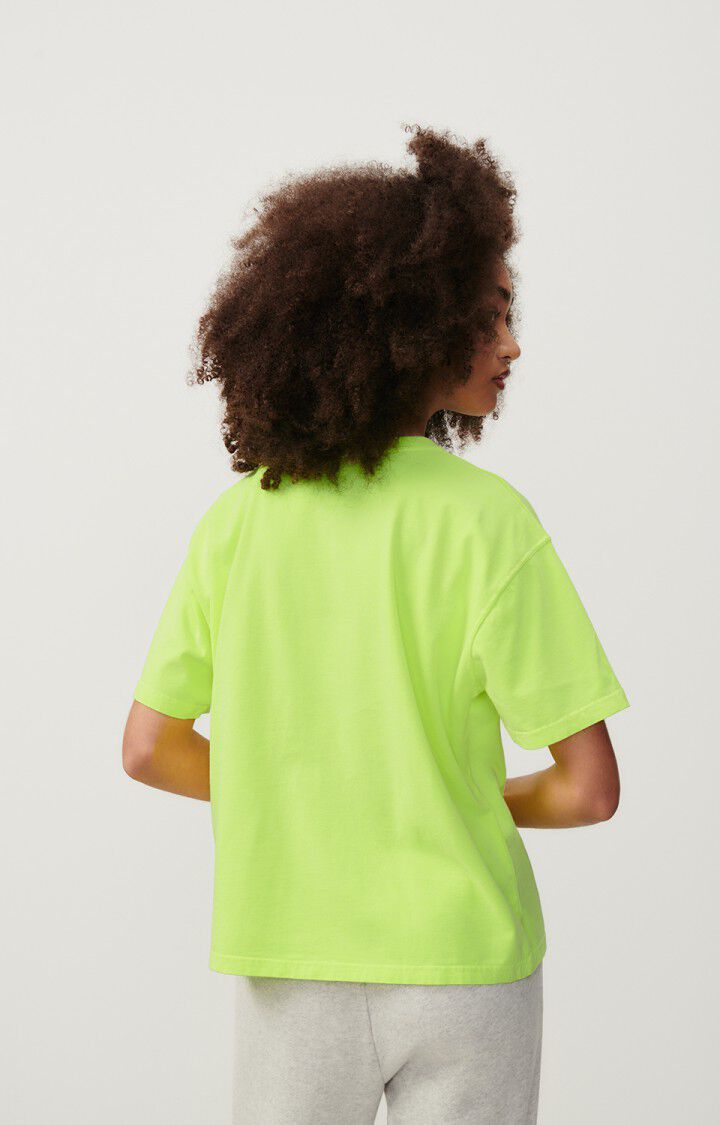 American Vintage T-shirt Femme Fizvalley - JAUNE FLUO 19 Manches Courtes Jaune - E24