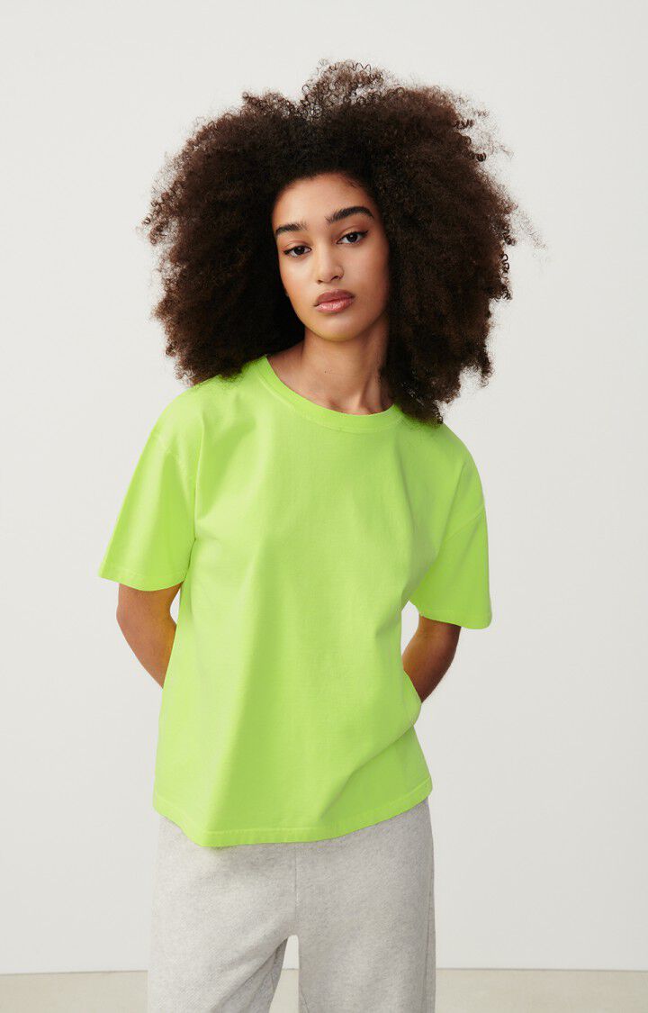 american vintage T-shirt femme Fizvalley - JAUNE FLUO 19 Manches courtes Jaune - E24
