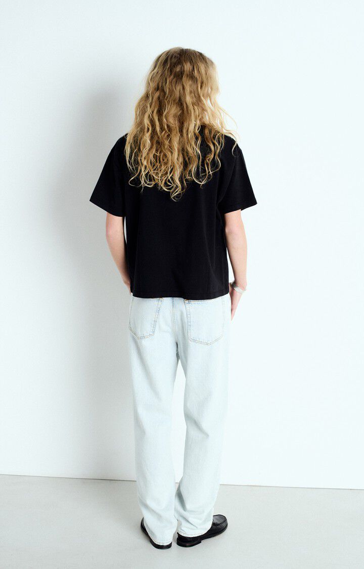 American Vintage T-shirt Femme Fizvalley - NOIR VINTAGE 19 Manches Courtes Noir - E25