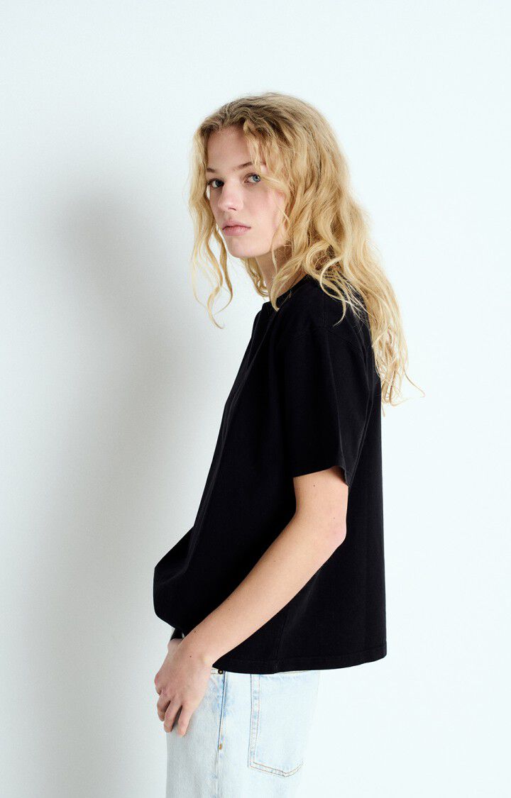 American Vintage T-shirt Femme Fizvalley - NOIR VINTAGE 19 Manches Courtes Noir - E25