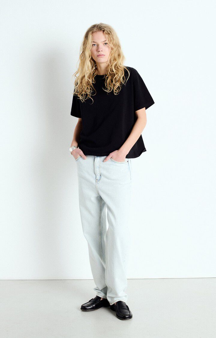 American Vintage T-shirt Femme Fizvalley - NOIR VINTAGE 19 Manches Courtes Noir - E25