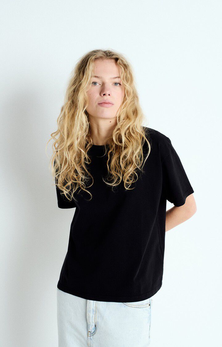 american vintage T-shirt femme Fizvalley - NOIR VINTAGE 19 Manches courtes Noir - E25