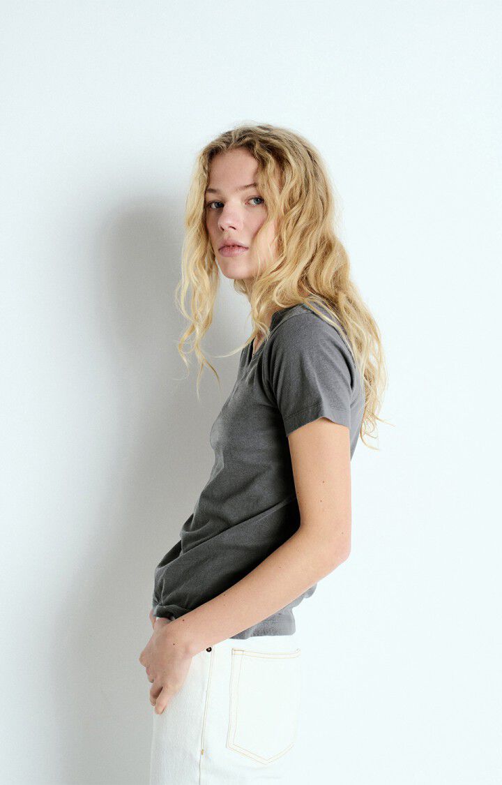 American Vintage T-shirt Femme Gamipy - ACIER 16 Manches Courtes Gris - E25