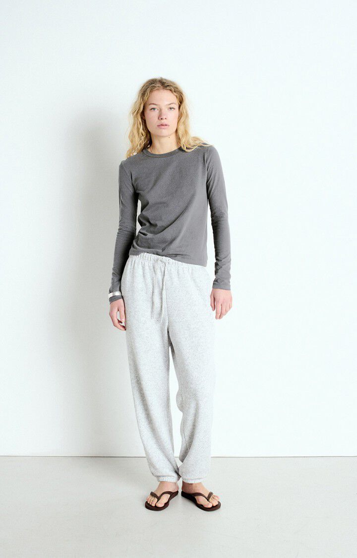 American Vintage T-shirt Femme Gamipy - ACIER 63 Manches Longues Gris - E25