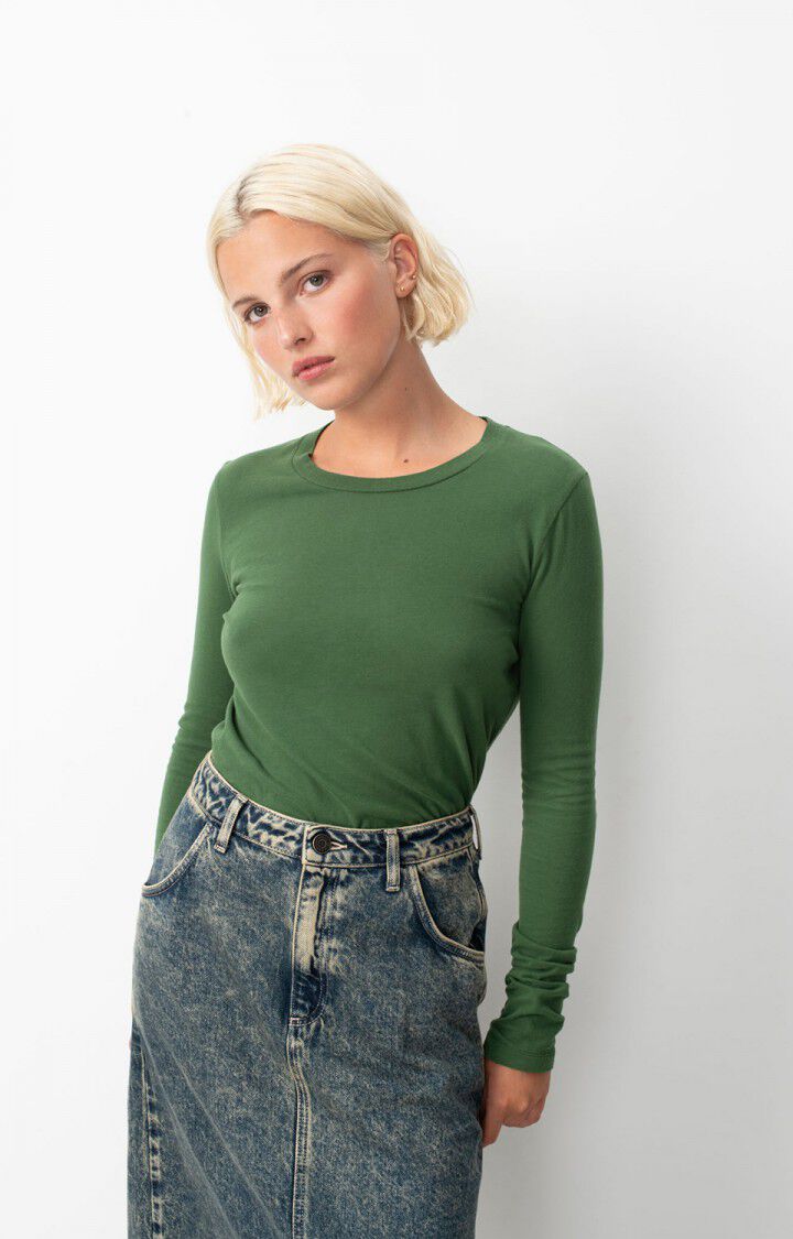 american vintage T-shirt femme Gamipy - BASILIC 63 Manches longues Vert - H24