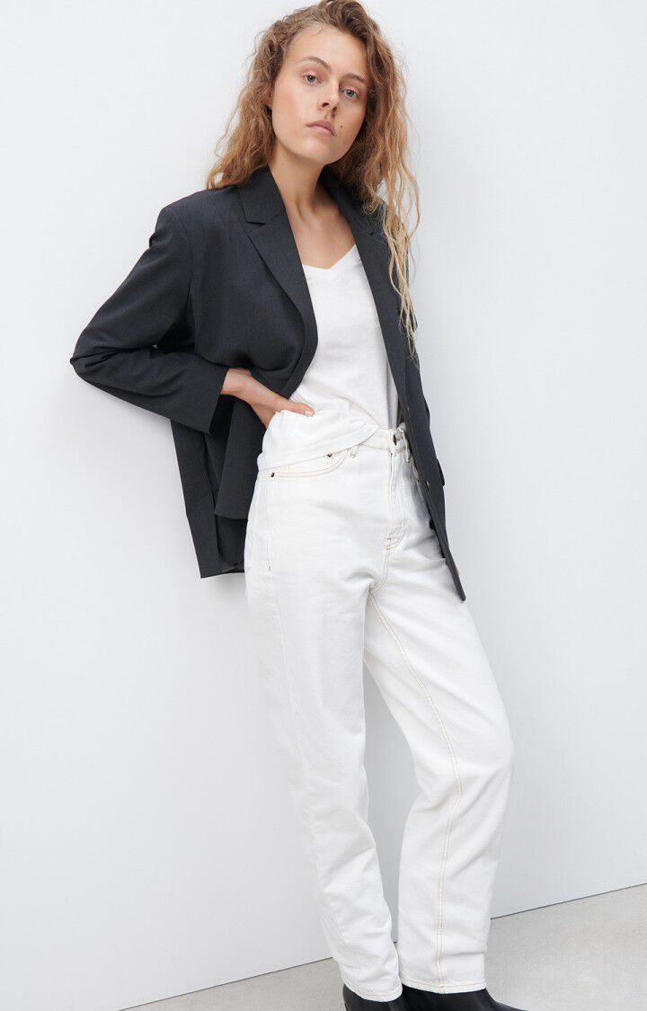 American Vintage T-shirt Femme Gamipy - BLANC 62 Manches Longues Blanc - E25