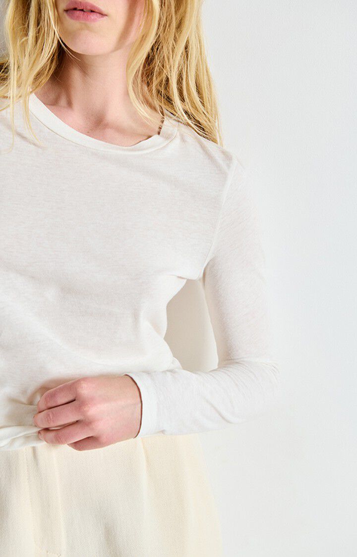 American Vintage T-shirt Femme Gamipy - BLANC 63 Manches Longues Blanc - E25