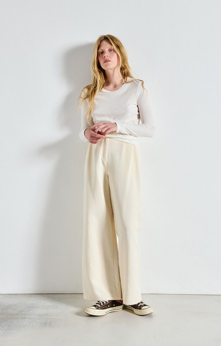 American Vintage T-shirt Femme Gamipy - BLANC 63 Manches Longues Blanc - E25