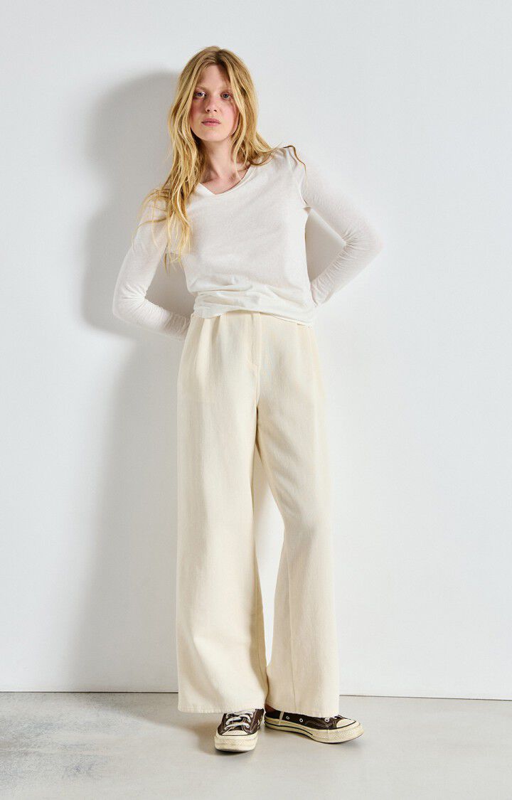 american vintage T-shirt femme Gamipy - BLANC 63 Manches longues Blanc - E25