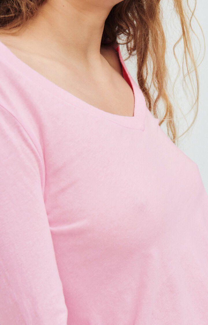 American Vintage T-shirt Femme Gamipy - FLEUR DE CERISIER 62 Manches Longues Rose - E25