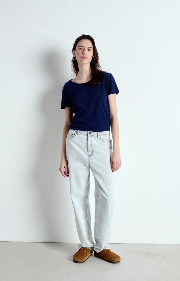 American Vintage T-shirt Femme Gamipy - NAVY 17 Manches Courtes Bleu - E25