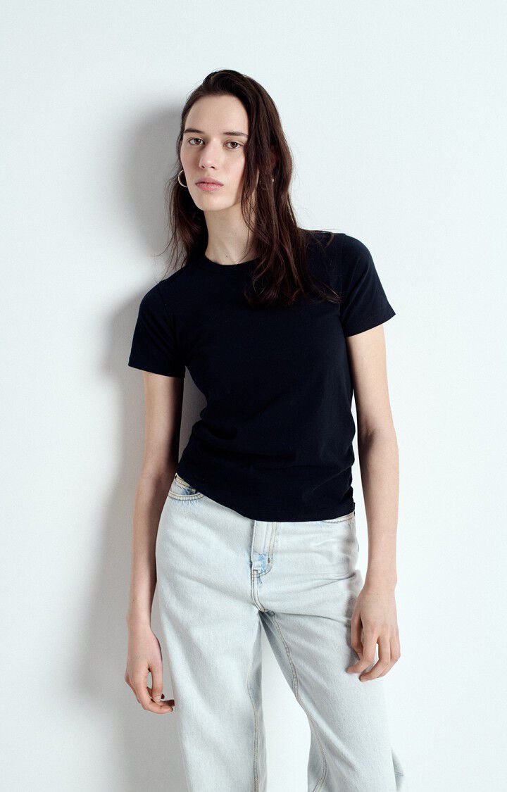 American Vintage T-shirt Femme Gamipy - NOIR 16 Manches Courtes Noir - E25