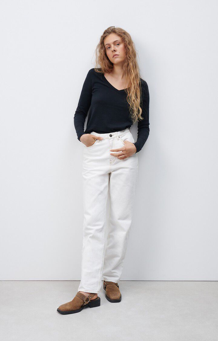 American Vintage T-shirt Femme Gamipy - NOIR 62 Manches Longues Noir - E25