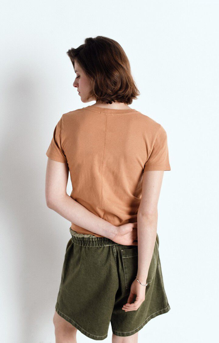 American Vintage T-shirt Femme Gamipy - NOISETIER 16 Manches Courtes Marron - E25