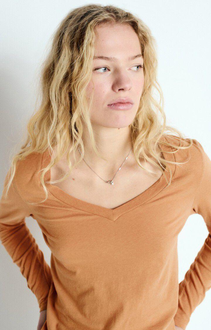 American Vintage T-shirt Femme Gamipy - NOISETIER 62 Manches Longues Marron - E25