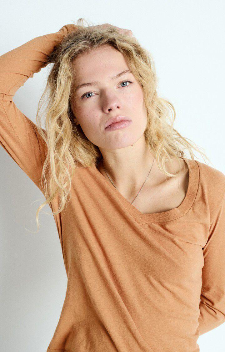 american vintage T-shirt femme Gamipy - NOISETIER 62 Manches longues Marron - E25