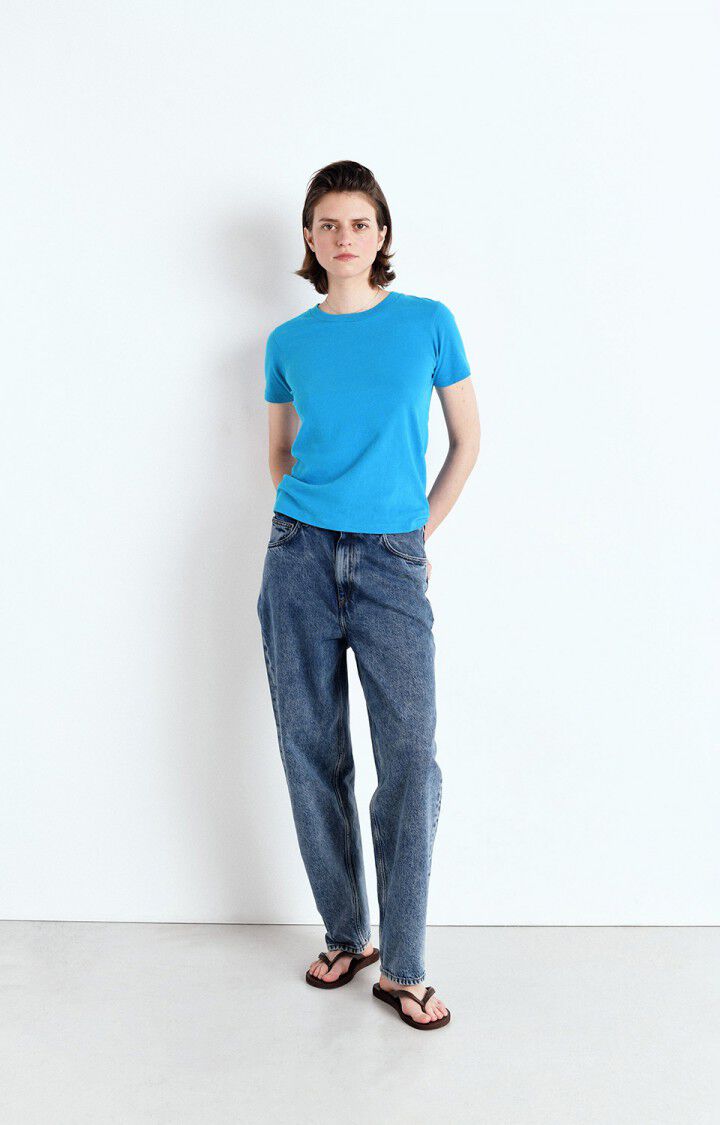 American Vintage T-shirt Femme Gamipy - PARADISE 16 Manches Courtes Bleu - E25