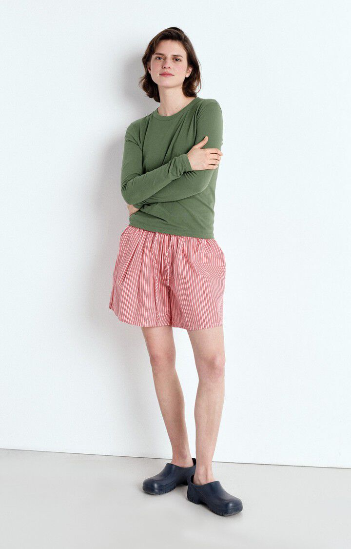 American Vintage T-shirt Femme Gamipy - TORTUE 63 Manches Longues Vert - E25