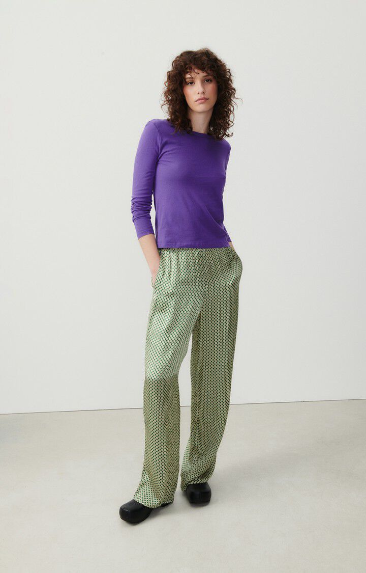 American Vintage T-shirt Femme Gamipy - VIOLET 62 Manches Longues Violet - E24