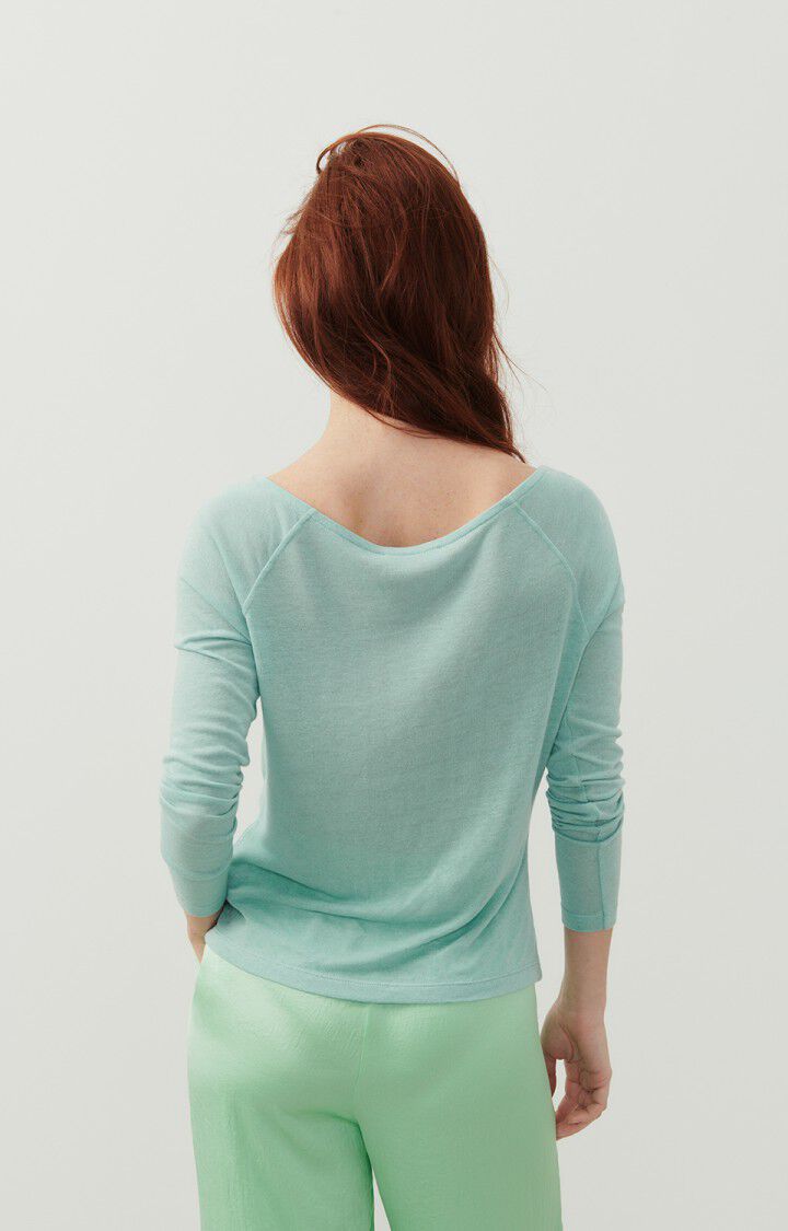 American Vintage T-shirt Femme Geky - JADE CHINE 62 Manches Longues Bleu - E24