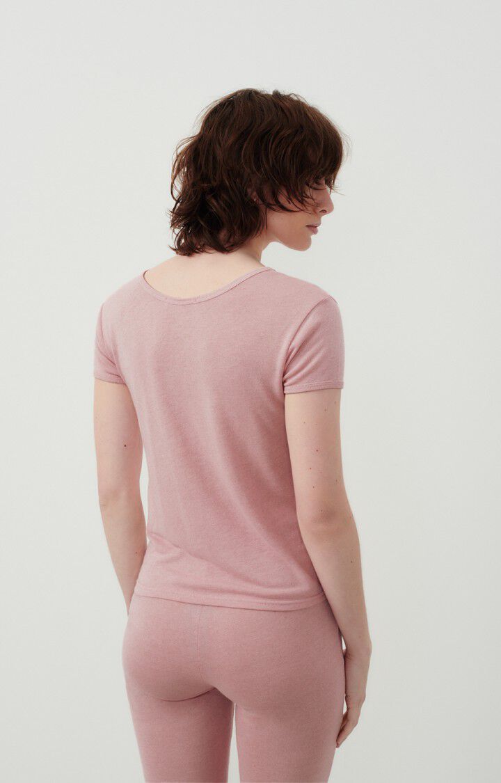 American Vintage T-shirt Femme Geky - PETALE CHINE 13 Manches Courtes Rose - E24