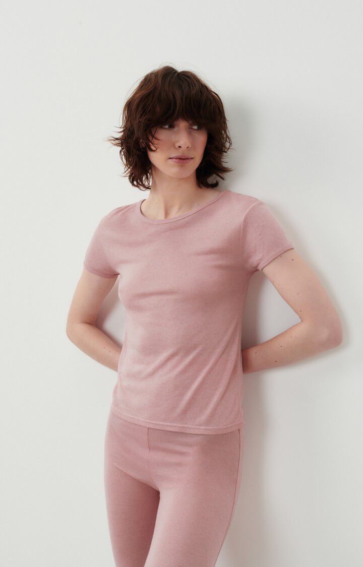 american vintage T-shirt femme Geky - PETALE CHINE 13 Manches courtes Rose - E24