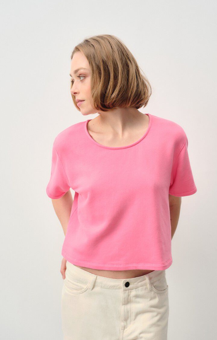 american vintage T-shirt femme Hapylife - BUBBLE GUM VINTAGE 19 Manches courtes Rose - E24