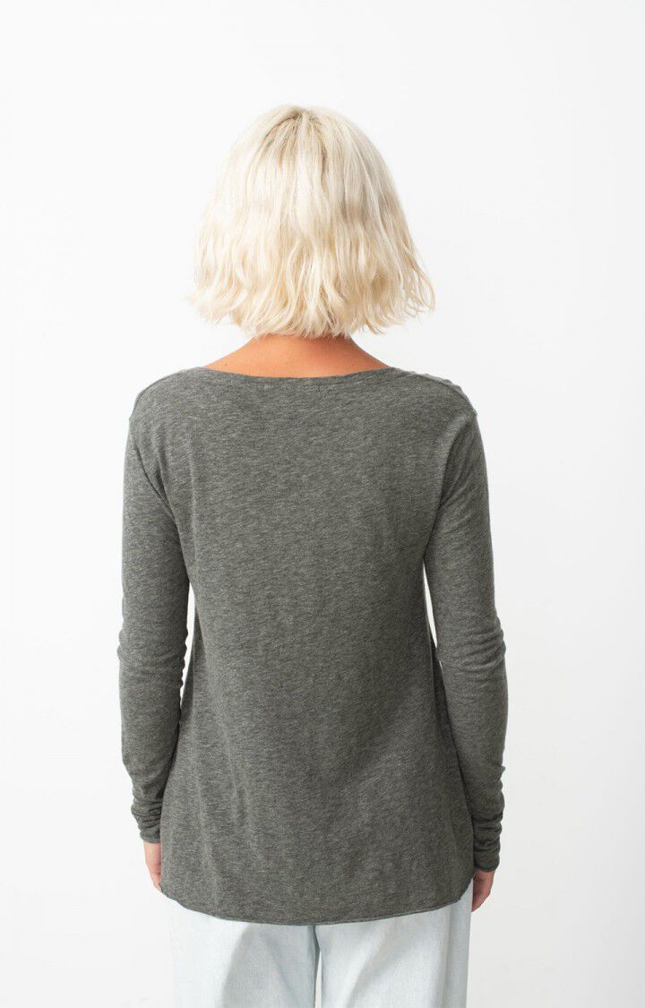 American Vintage T-shirt Femme Jacksonville - ANTHRACITE CHINE 48 Manches Longues Gris - E25