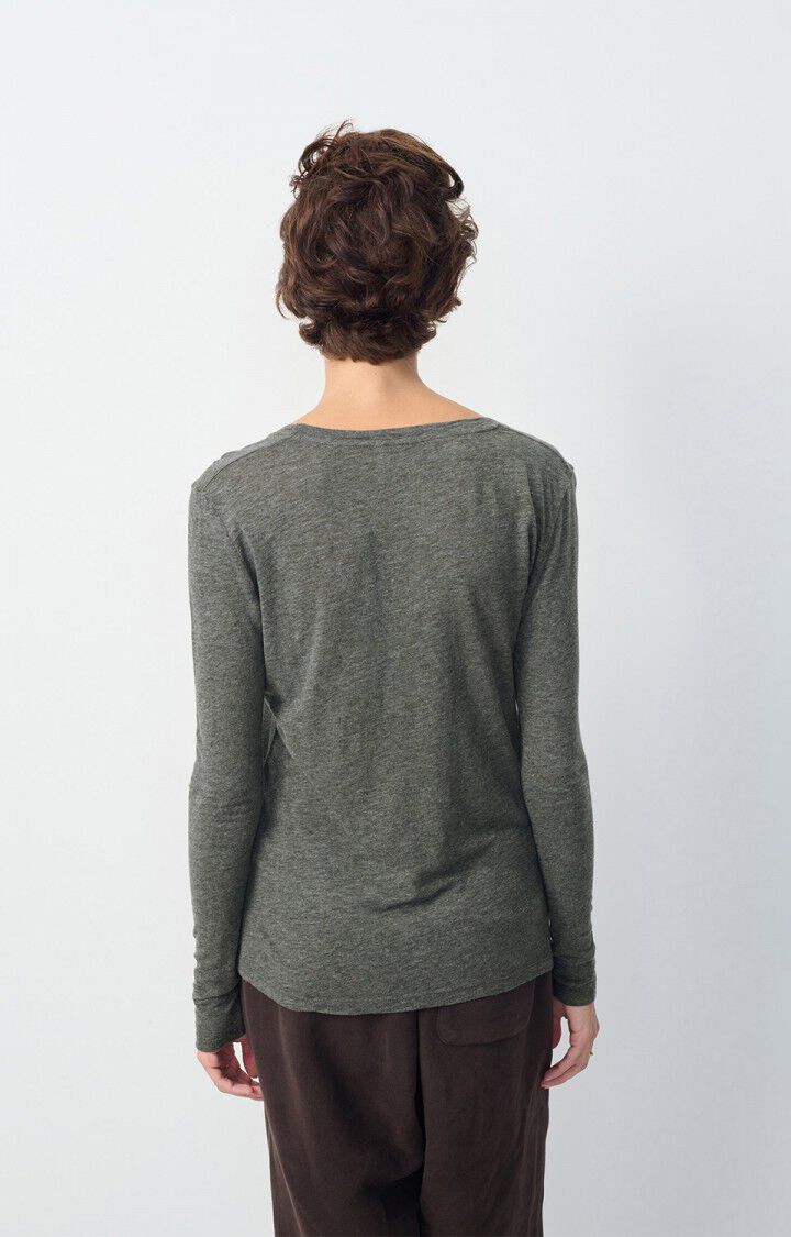 American Vintage T-shirt Femme Jacksonville - ANTHRACITE CHINE 65 Manches Longues Gris - E25