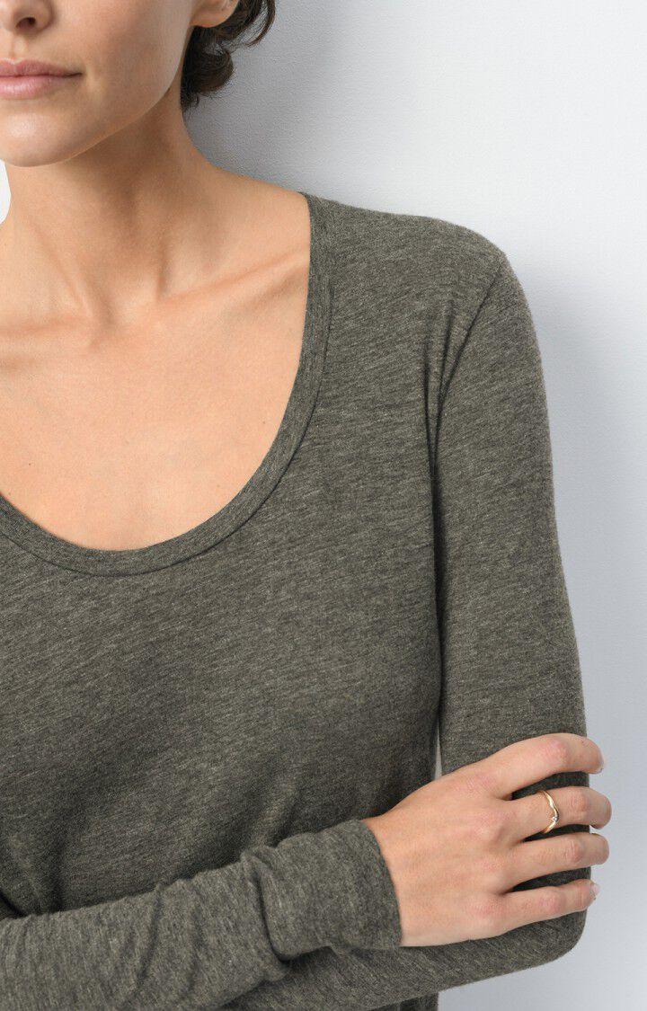 American Vintage T-shirt Femme Jacksonville - ANTHRACITE CHINE 65 Manches Longues Gris - E25