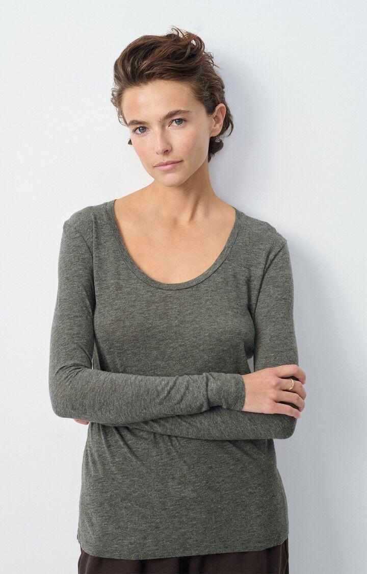 American Vintage T-shirt Femme Jacksonville - ANTHRACITE CHINE 65 Manches Longues Gris - E25