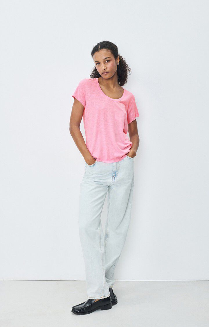 American Vintage T-shirt Femme Jacksonville - BISOU VINTAGE 15 Manches Courtes Rose - E25